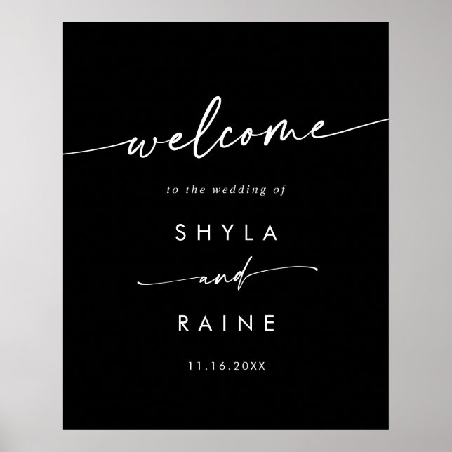Señal de bienvenida de boda boho chic editable en  (Frente)