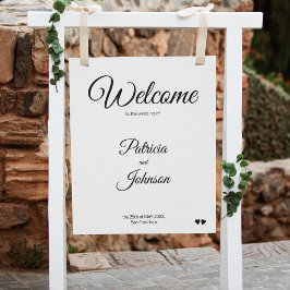 Señal de bienvenida de boda clásico blanco simple