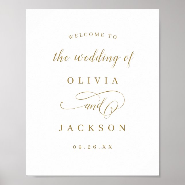 Señal de bienvenida de boda de escritura simple y  (Frente)