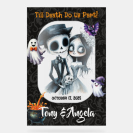 Señal de bienvenida de Boda de Halloween