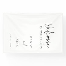 señal de bienvenida de boda elegante en blanco y n