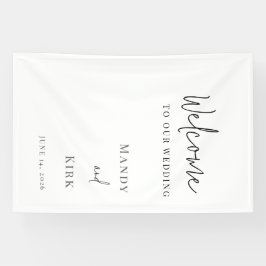 señal de bienvenida de boda elegante en blanco y n