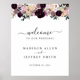 Señal de bienvenida de Boda floral de Oro y Otoño