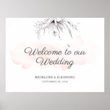 Señal de bienvenida de boda floral romántico