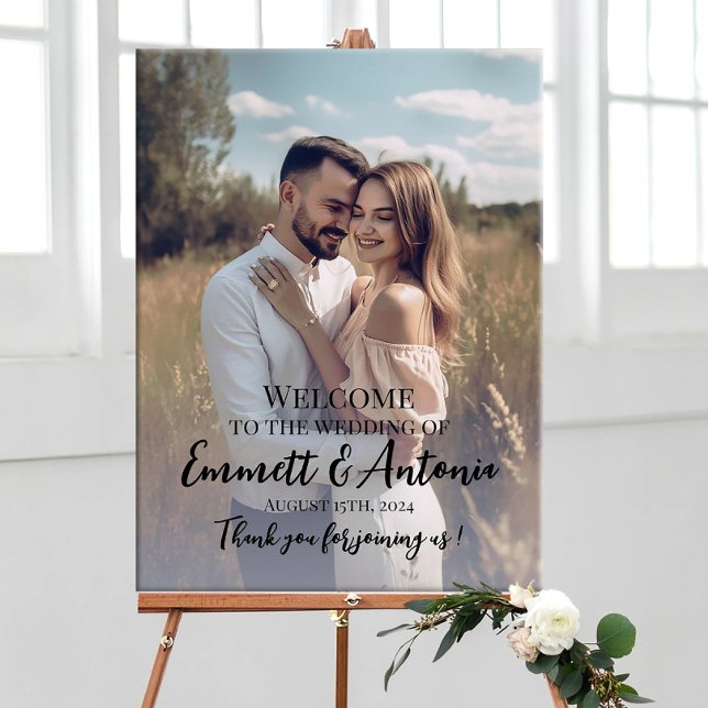Señal de bienvenida de boda fotográfico elegante (Subido por el creador)