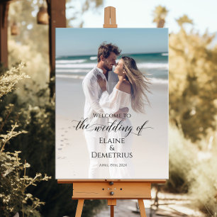 Señal de bienvenida de boda fotográfico y caligraf