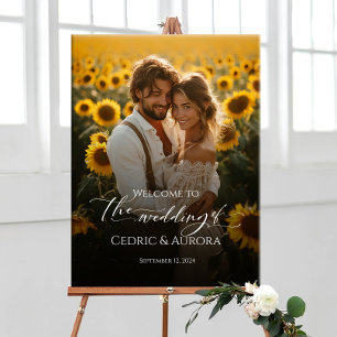 Señal de bienvenida de boda fotográfico y caligraf
