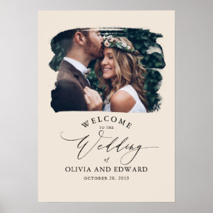Señal de bienvenida de Boda marrón claro de la fot
