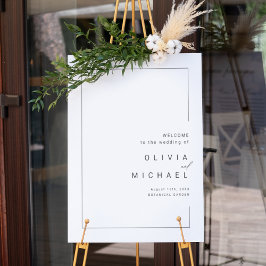 Señal de bienvenida de boda minimalista de moda mo