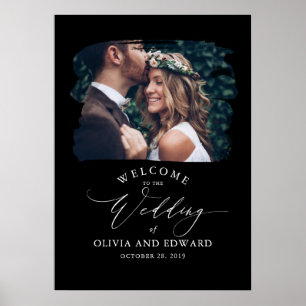Señal de bienvenida de Boda negro de fotografía de