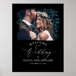 Señal de bienvenida de Boda negro de fotografía de