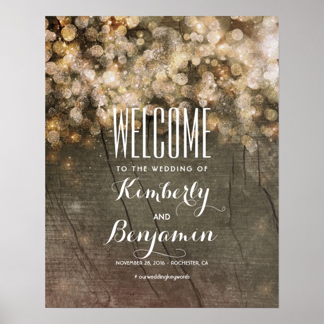 Señal de bienvenida de boda rústica por campo con  (Frente)