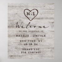 Señal de bienvenida de Boda Rústico para novias ta