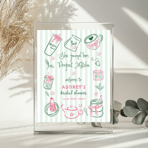 Señal de bienvenida de boda verde de Perfect Match
