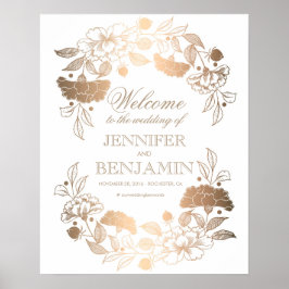 Señal de bienvenida de Bodas Elegantes con Peonies