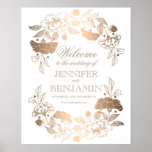 Señal de bienvenida de Bodas Elegantes con Peonies