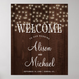 Señal de bienvenida de bodas en otoño rústico