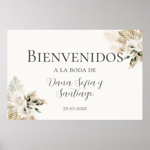 Señal de bienvenida de Boho Boda español