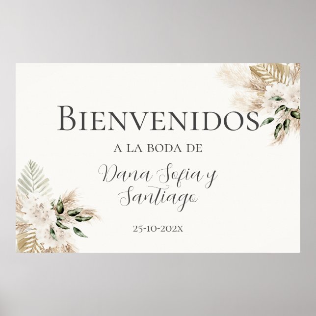 Señal de bienvenida de Boho Boda español (Frente)