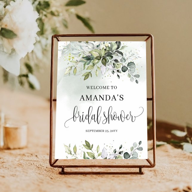 Señal de bienvenida de Boho verde ducha de novia (Boho greenery bridal shower welcome sign)