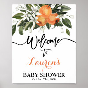 Señal de bienvenida de Citrus Naranjas Baby Shower