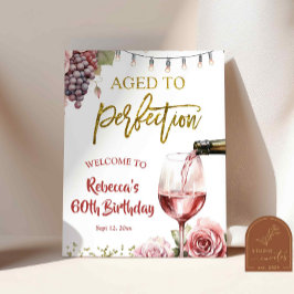 Señal de bienvenida de cumpleaños de vino envejeci