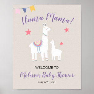 Señal de bienvenida de Cute Llama Mama Baby Shower