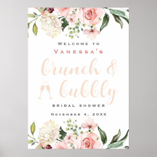 Señal de bienvenida de desayuno y burbujas para de