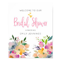 Señal de bienvenida de despedida de soltera floral