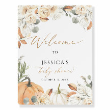 Señal de bienvenida de ducha de bebé caída, pequeñ