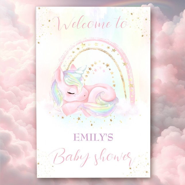 Señal de bienvenida de ducha de chica de unicornio (Unicorn baby shower girl shower welcome sign)