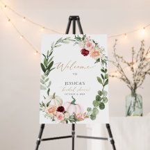 Señal de bienvenida de ducha de novia de otoño, du