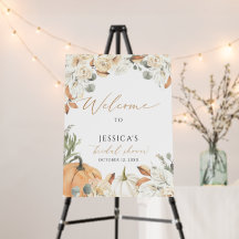 Señal de bienvenida de ducha de novia de otoño, du