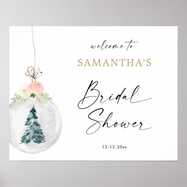 Señal de bienvenida de ducha de novia dorada rosa (Frente)