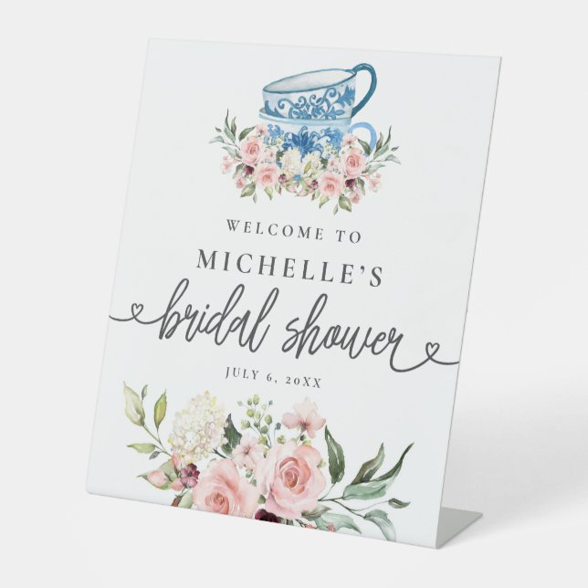 Señal de bienvenida de ducha de novia Fiesta de té (Anverso)
