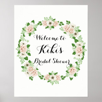 Señal de bienvenida de ducha de novia floral