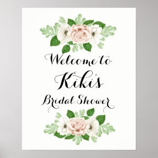 Señal de bienvenida de ducha de novia floral