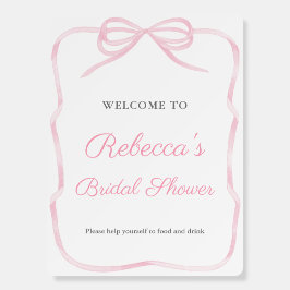 Señal de bienvenida de ducha de novia rosa de Coqu