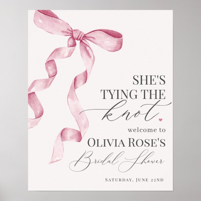 Señal de bienvenida de ducha de novia rosa de Coqu (Frente)