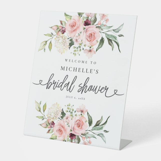 Señal de bienvenida de ducha de novia rosa Roses (Anverso)