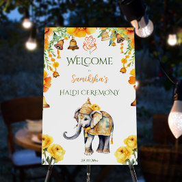 Señal de bienvenida de elefante boda indio Haldi