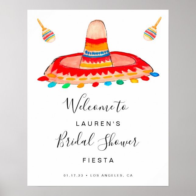 Señal de bienvenida de Fiesta Bridal Shower con So (Frente)