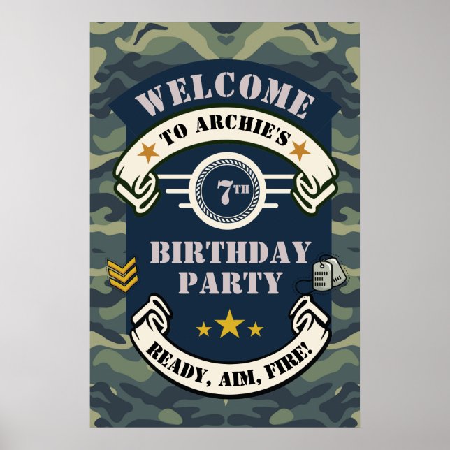 Señal de bienvenida de fiesta del ejército, Camouf (Frente)