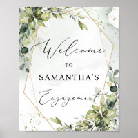 Señal de bienvenida de Greenery and Gold Frame Eng