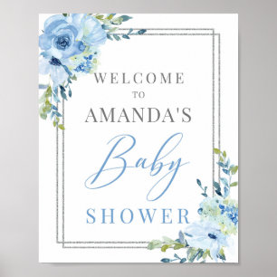 Señal de bienvenida de la ducha de bebé con flores