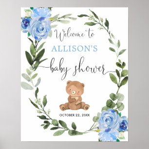 Señal de bienvenida de la ducha de bebé con flores