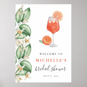 Señal de bienvenida de la ducha de Naranja Aperol