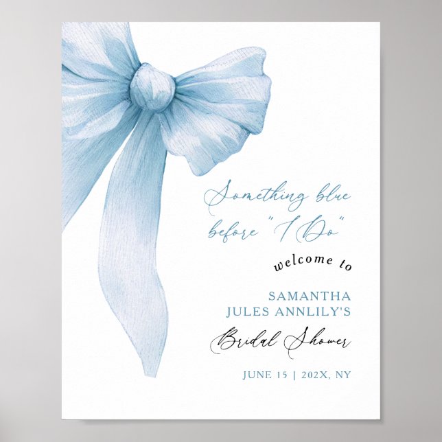 Señal de bienvenida de la ducha de novia azul azul (Frente)