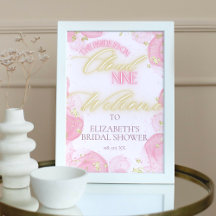 Señal de bienvenida de la ducha de novia de oro ro