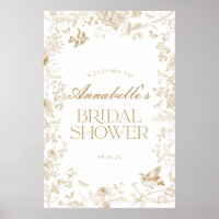 Señal de bienvenida de la ducha de novia dorada Jo